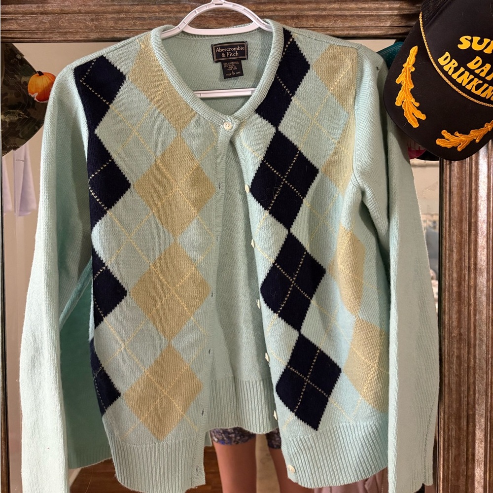 Abercrombie & Fitch Mint and Navy Sweater